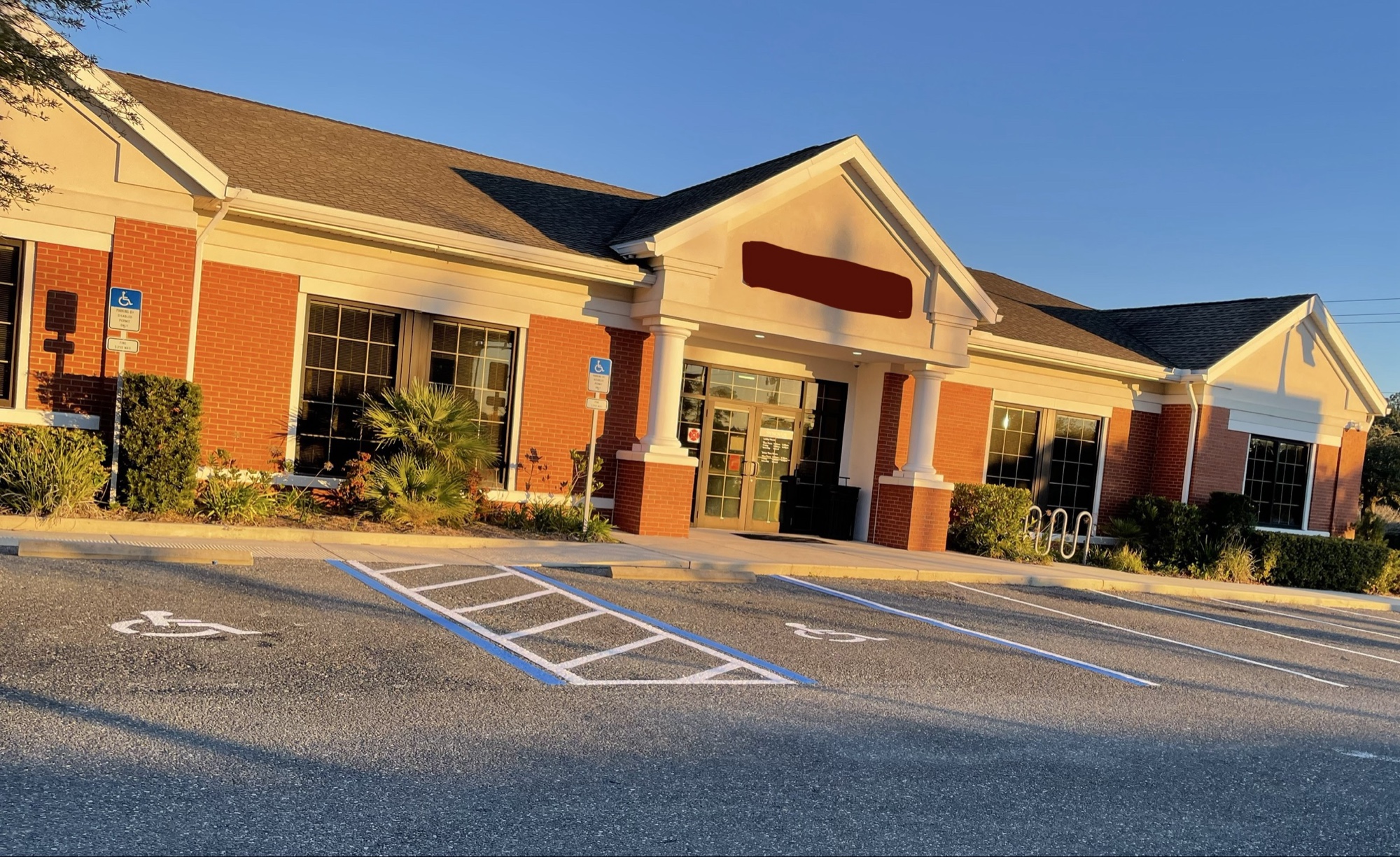 Line King crew striping a commercial parking lot in Jacksonville